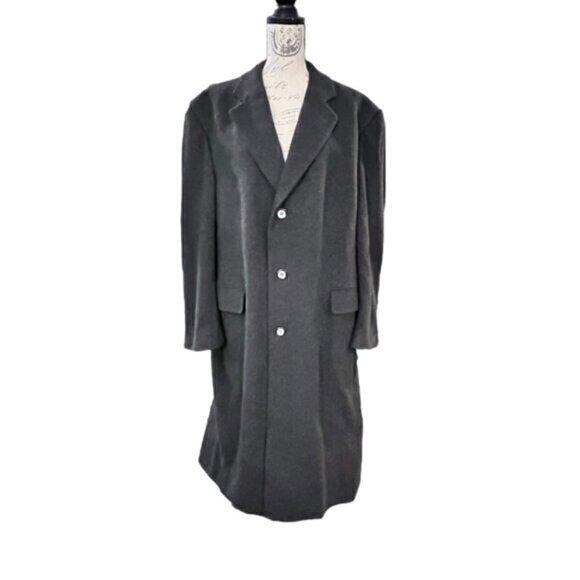 VTG Roberto Vasalli Cashmere Overcoat Mens Charcoal Black‎ Size 44R EUC CLASSIC - Picture 1 of 16